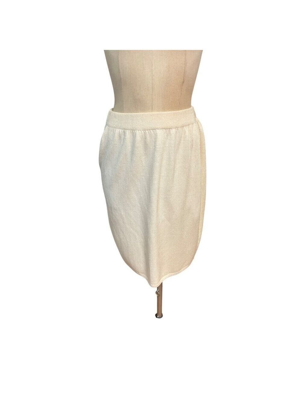 Vintage St John Basics Knit Cream Elastic Waist Skirt size 10 Fits size small